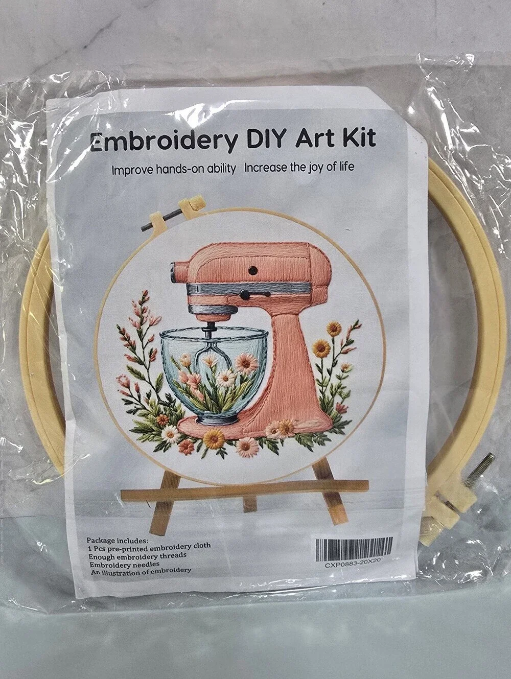 DIY Embroidery For Beginners Complete Craft Kit Floral Kitchen Aid Mixer NWT